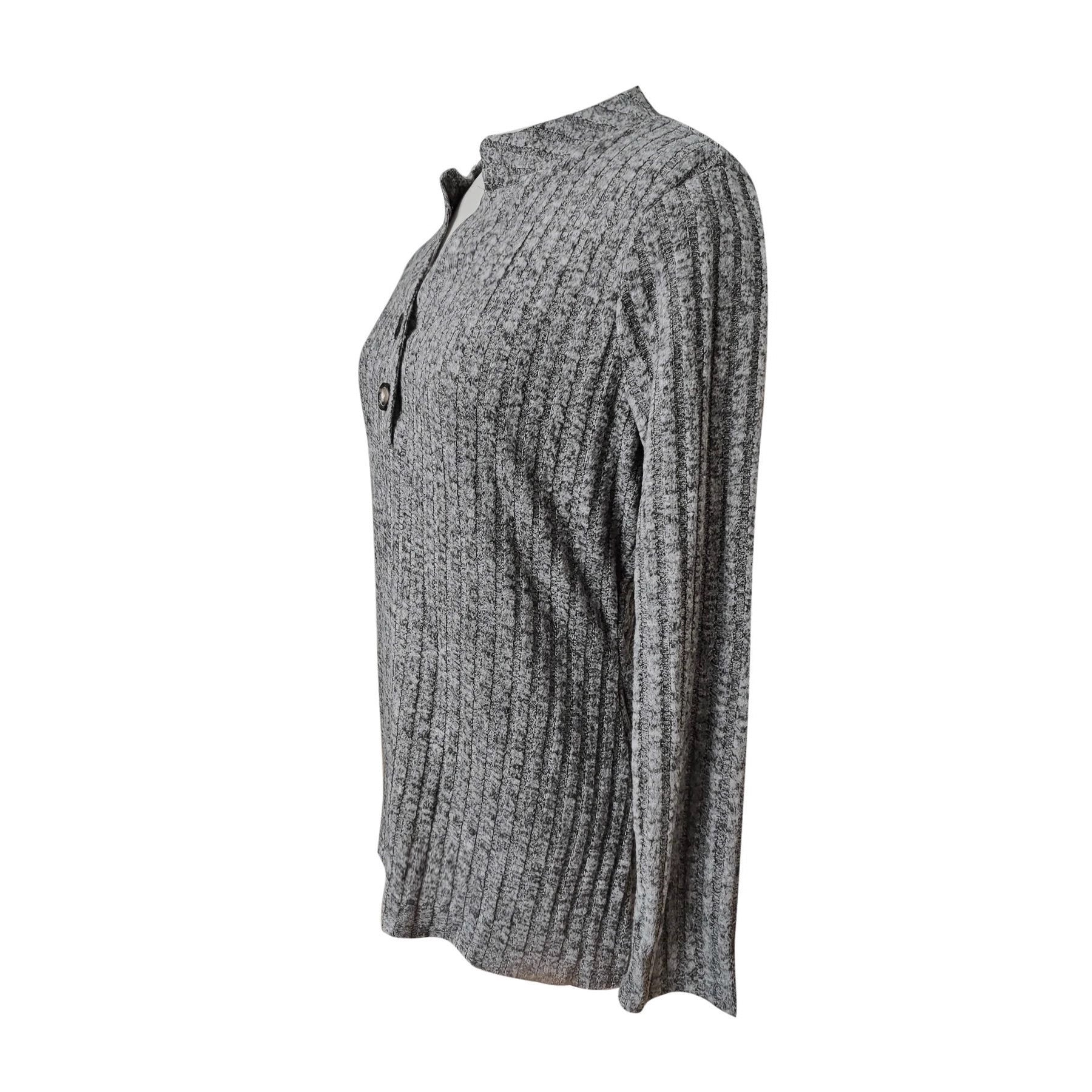 Women's Solid Color V-neck Button-up Top