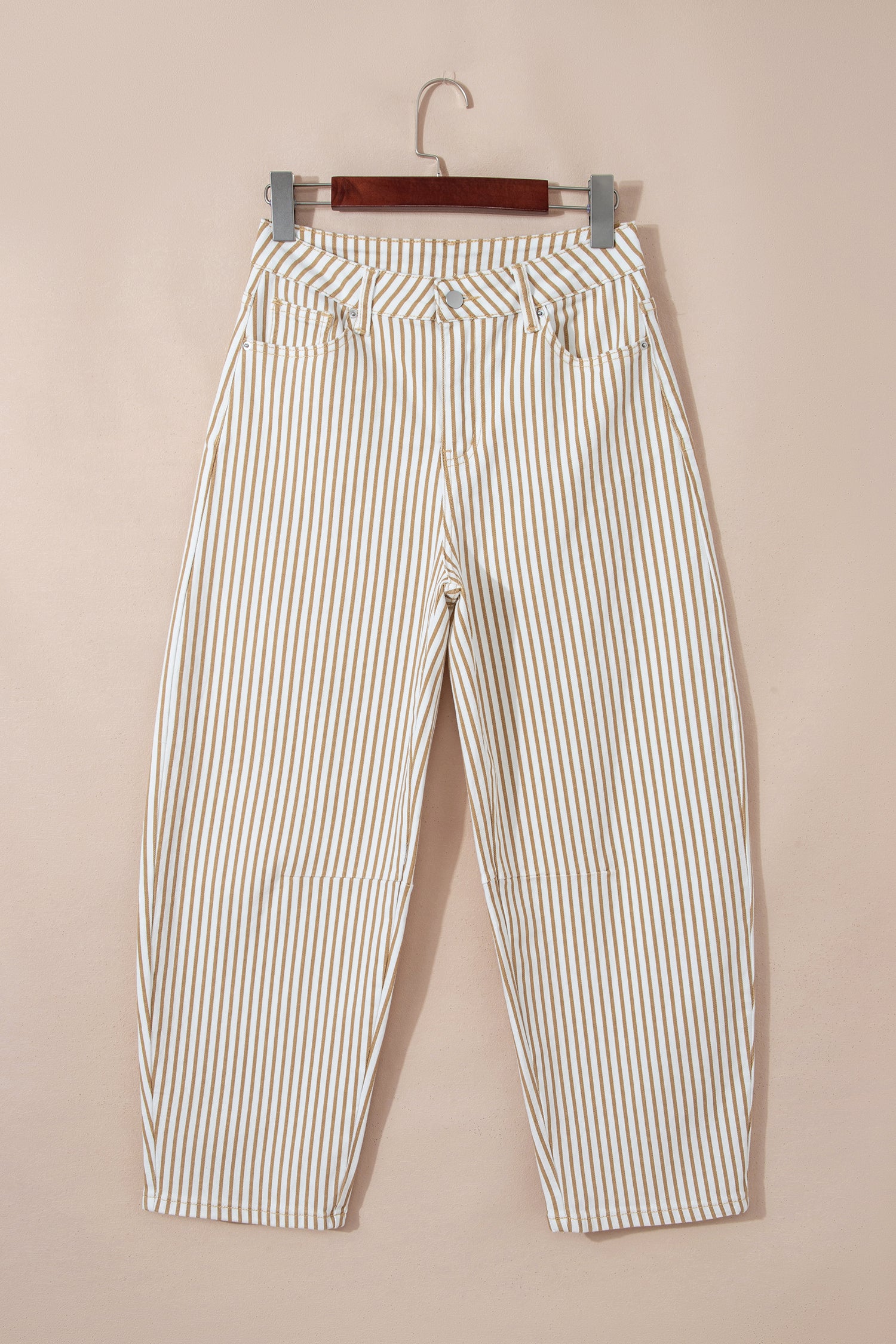 Sky Blue Stripe Casual Barrel Jeans