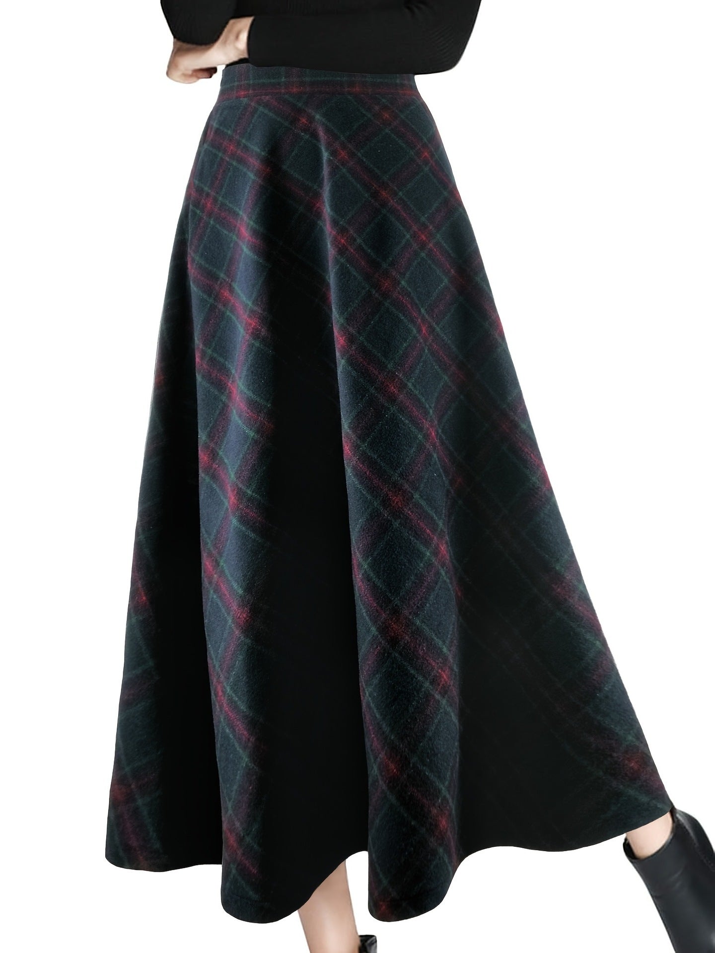 Women's Plaid Wool Wool Blend Skirt