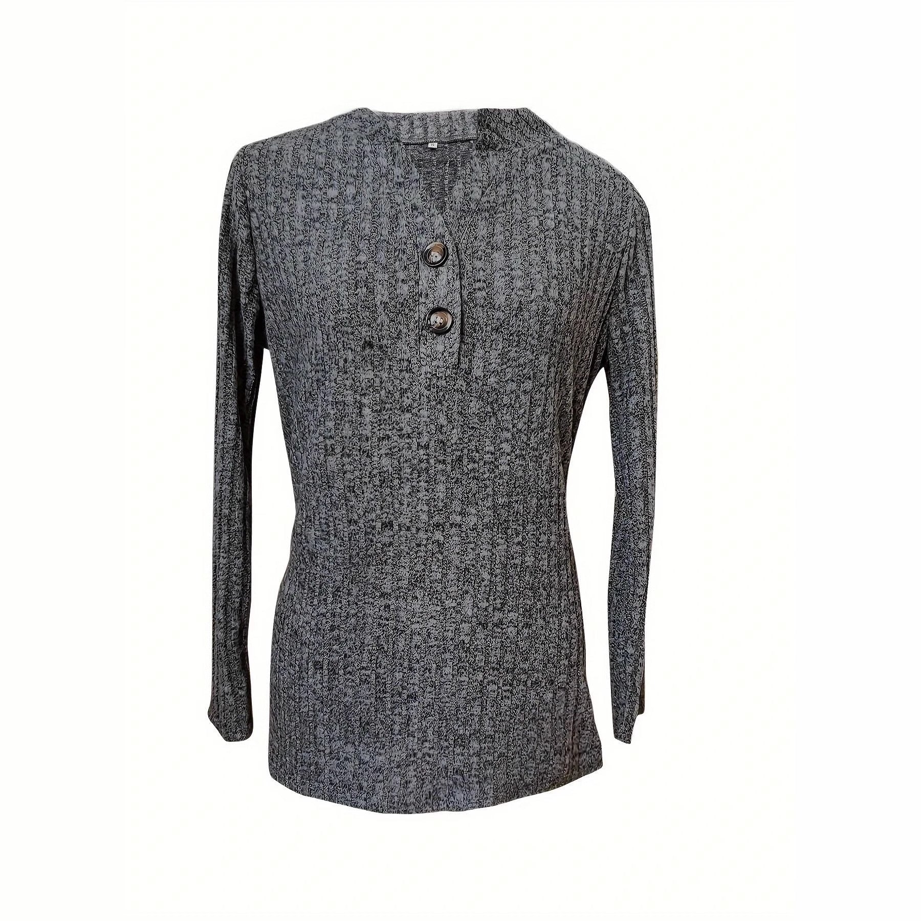 Women's Solid Color V-neck Button-up Top