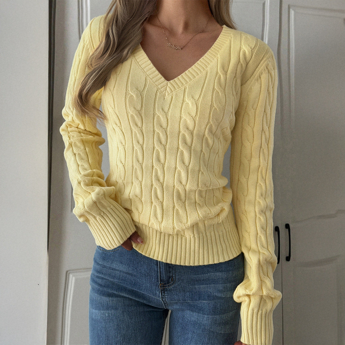 All-match Woolen Long-sleeved Top Sweater For Women