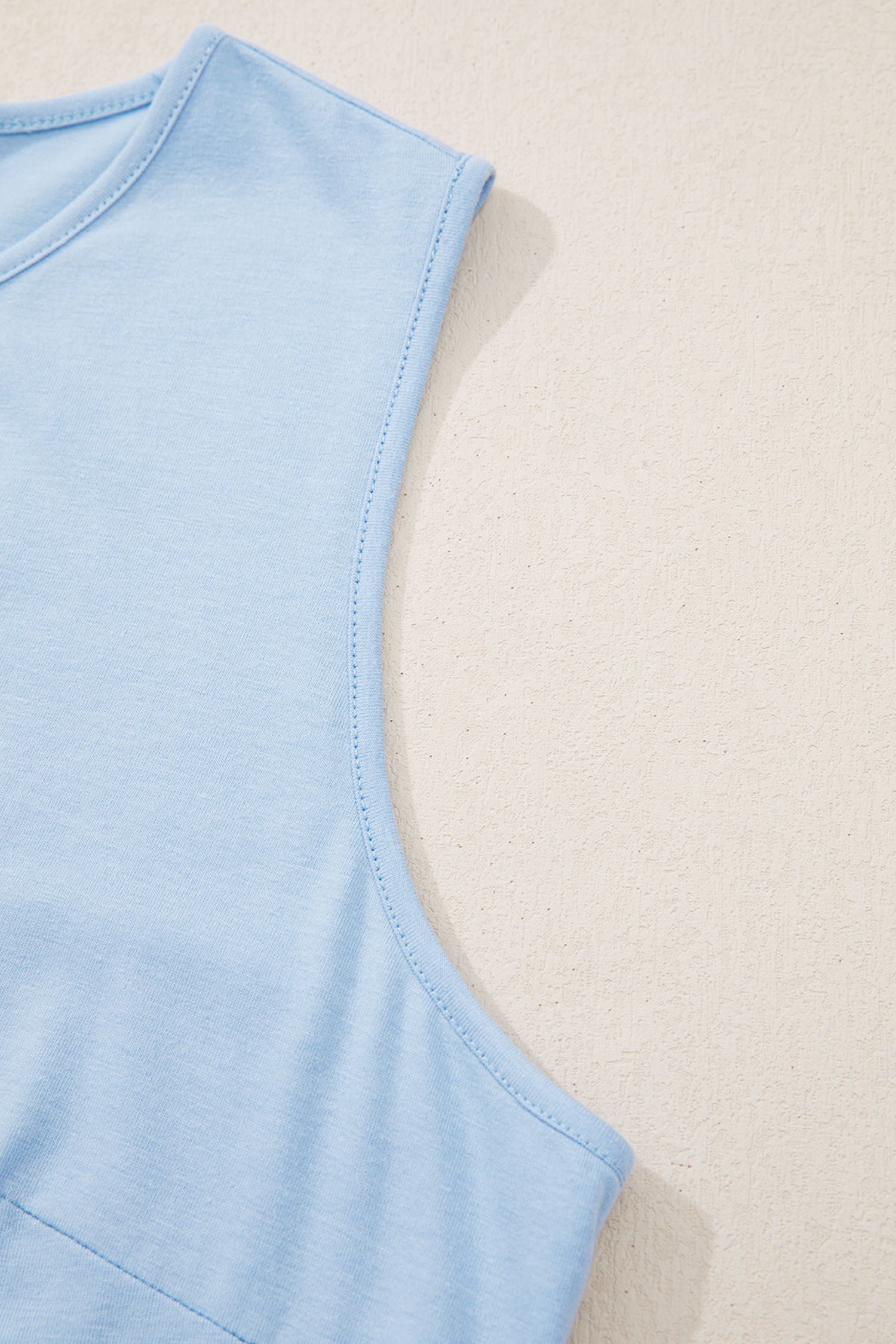 Beau Blue Plus Size Solid Color Bow Tie Peplum Tank Top