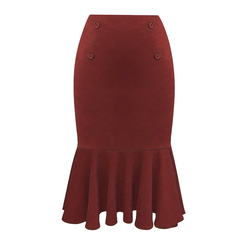 Spring Slimming Mermaid Midi Skirt For Curvy Women