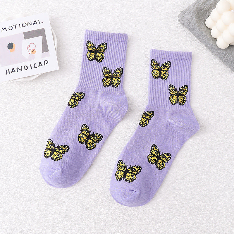 Butterfly Socks Women's Mid-calf Length Autumn And Winter