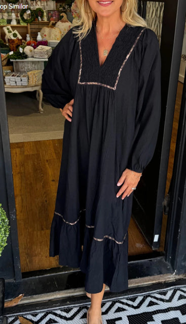 Pullover V-neck Long Sleeve Dress