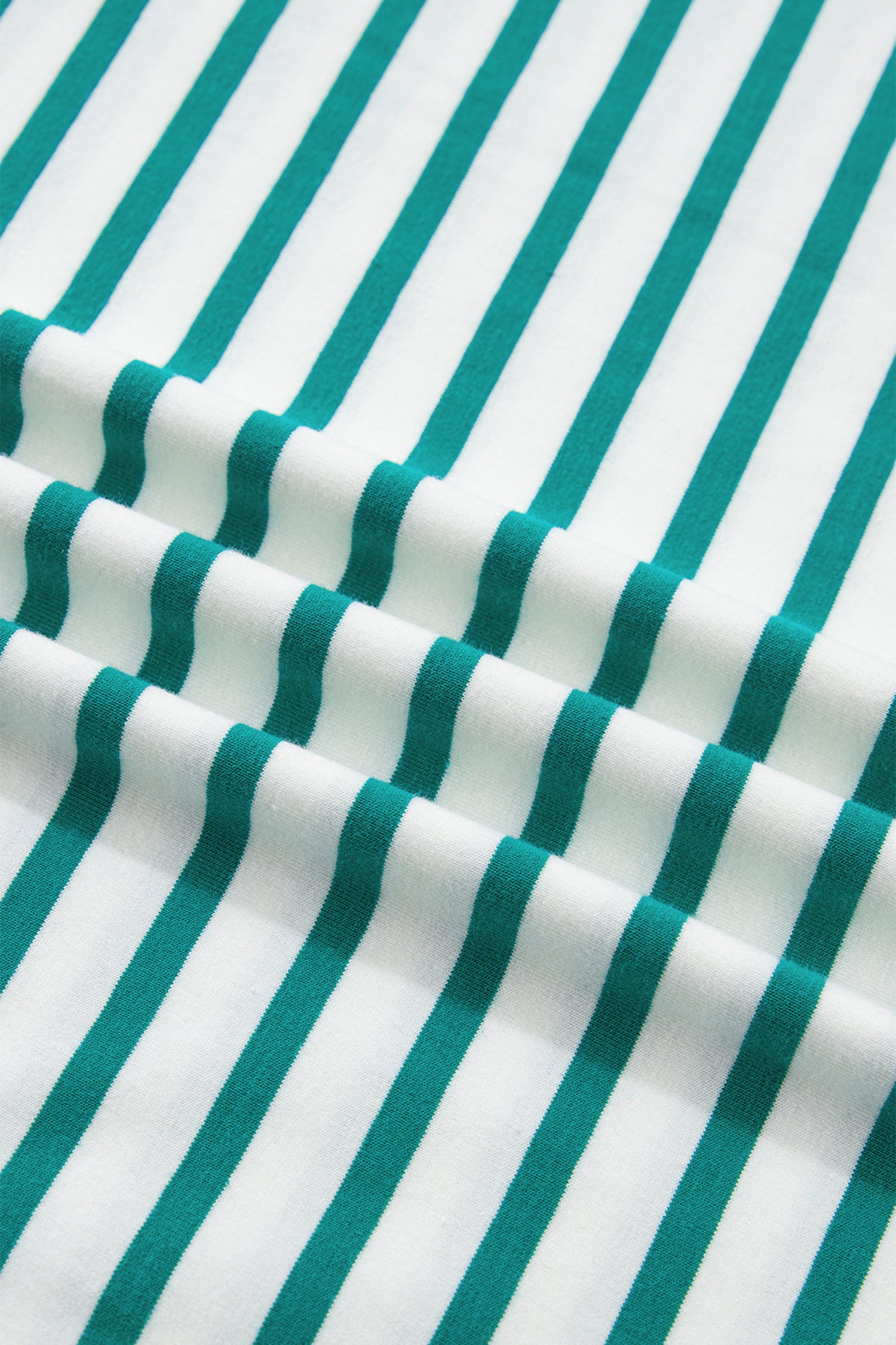Red Stripe Scalloped Trim Round Neck T Shirt