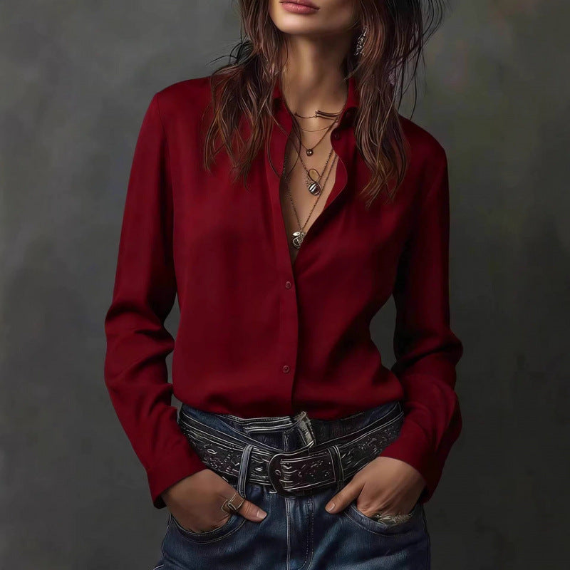 Same-color Same-size Casual Western-style Womens Blouse New Style