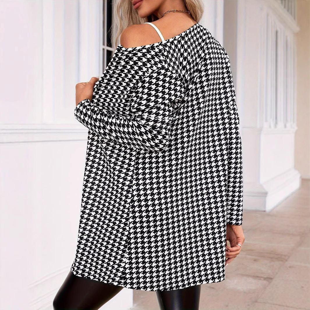 Spring And Autumn Two Seasons Women's Printed Coat Round Neck Small Suit