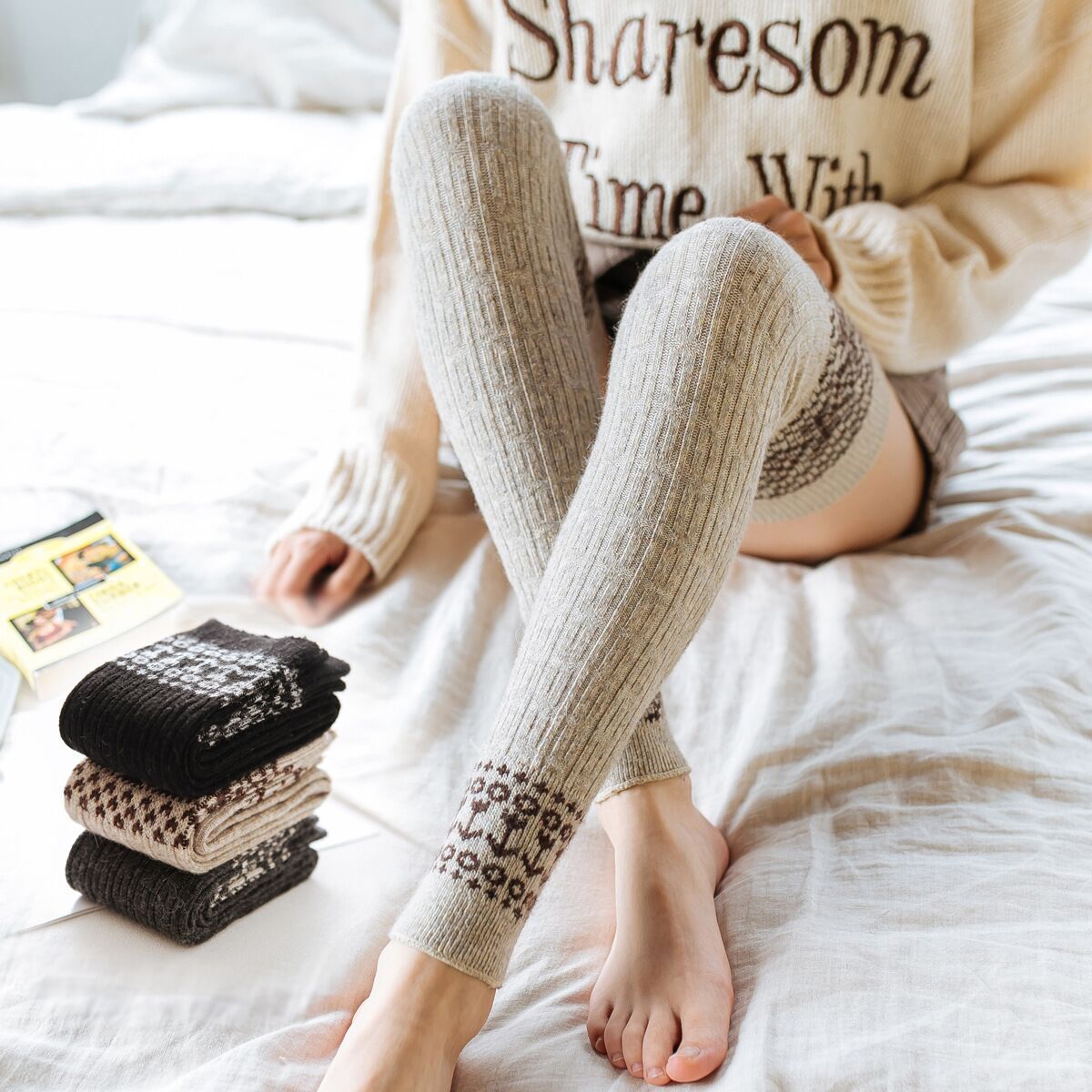 Women's Diamond Fried Dough Twist Stockings Sets