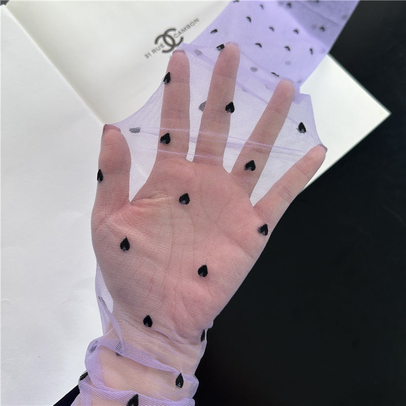 Red Small Love Stockings Ultra-thin Transparent Black Silk Polka Dot Pantyhose Anti-snagging