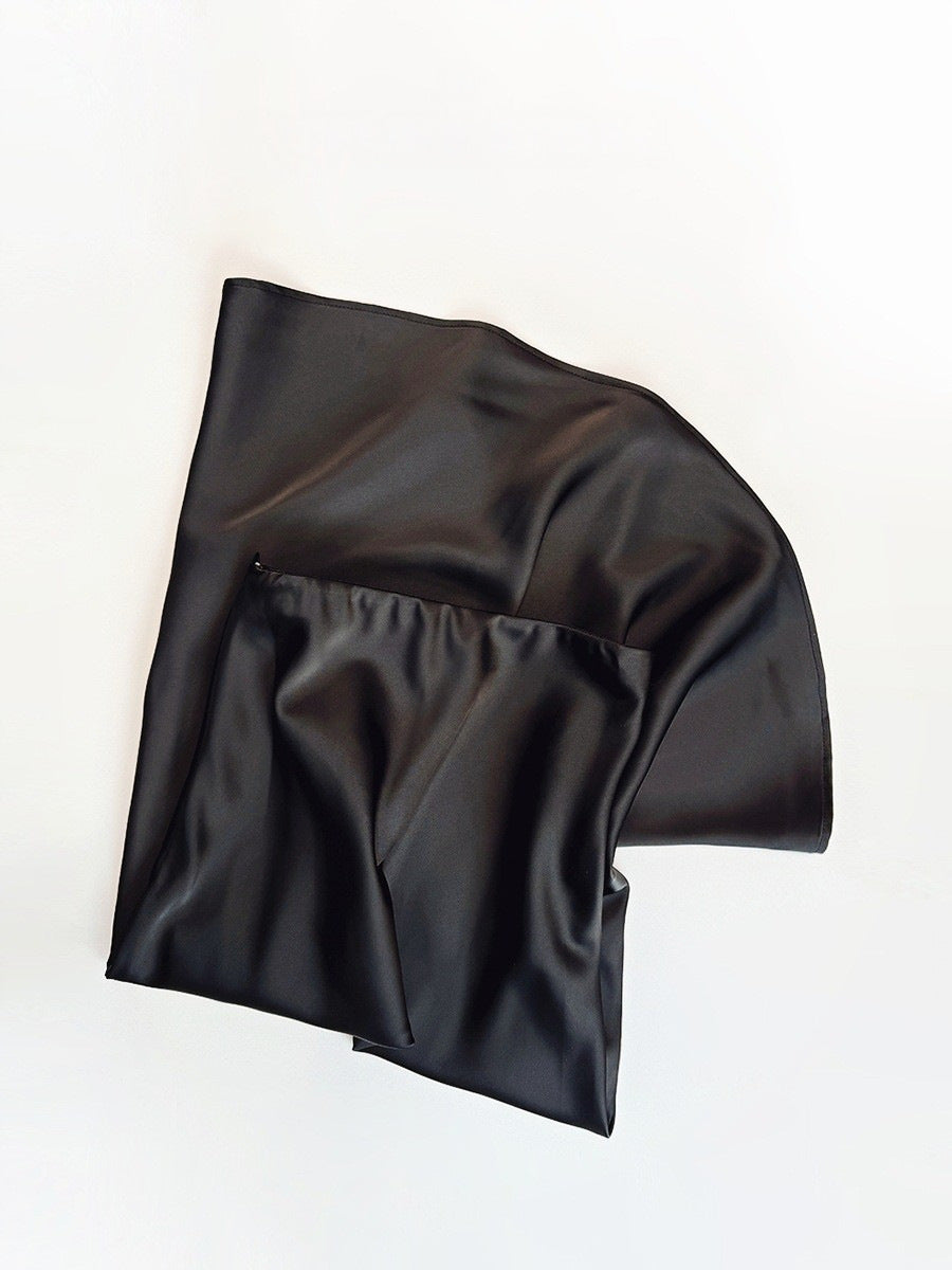High Waist Mid-length Satin Acetate Silky Skirt