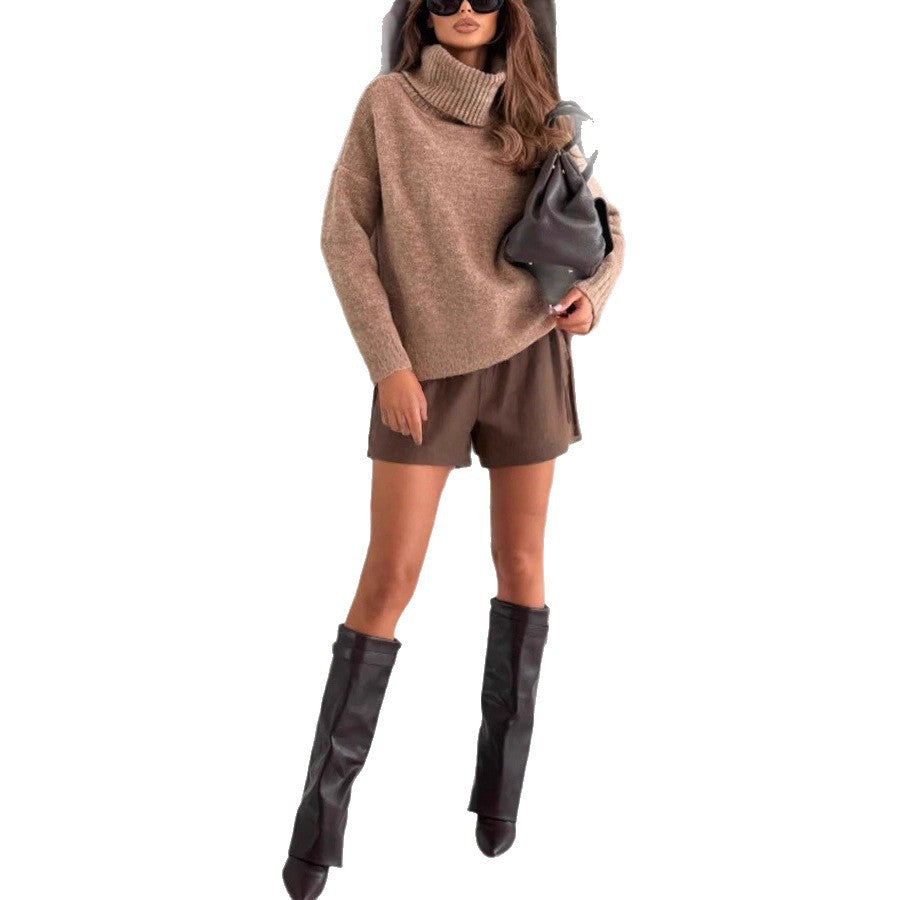 Women's Two-piece Set With Knitted Top And Lace-trimmed Dress