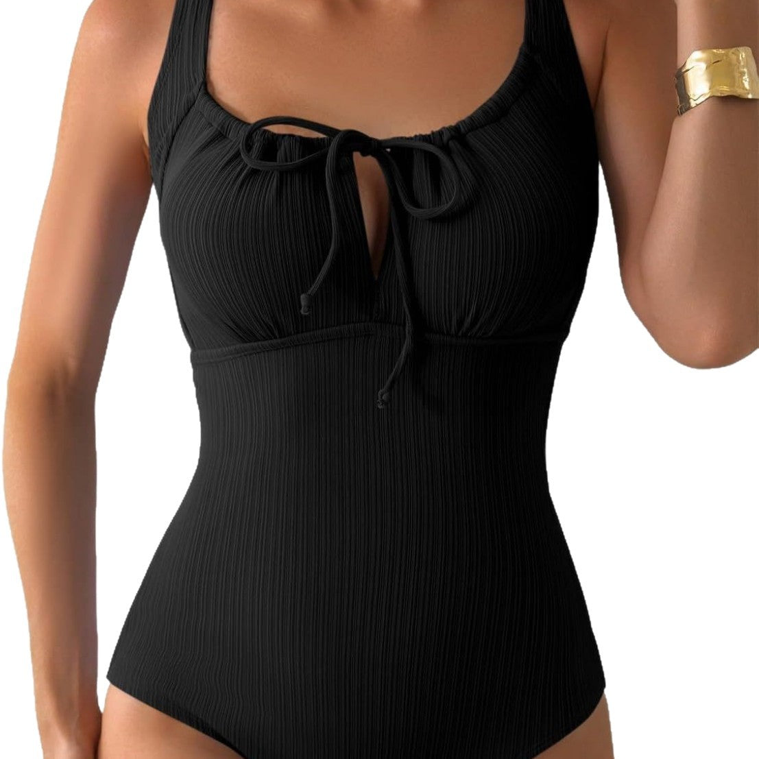 Womens Solid-Color Slimming Figure-Flattering Swimsuit