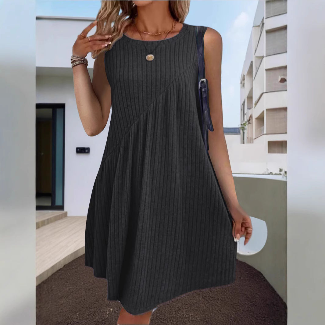 Irregularly Brushed Solid-Color Sleeveless Jumpsuit For Women