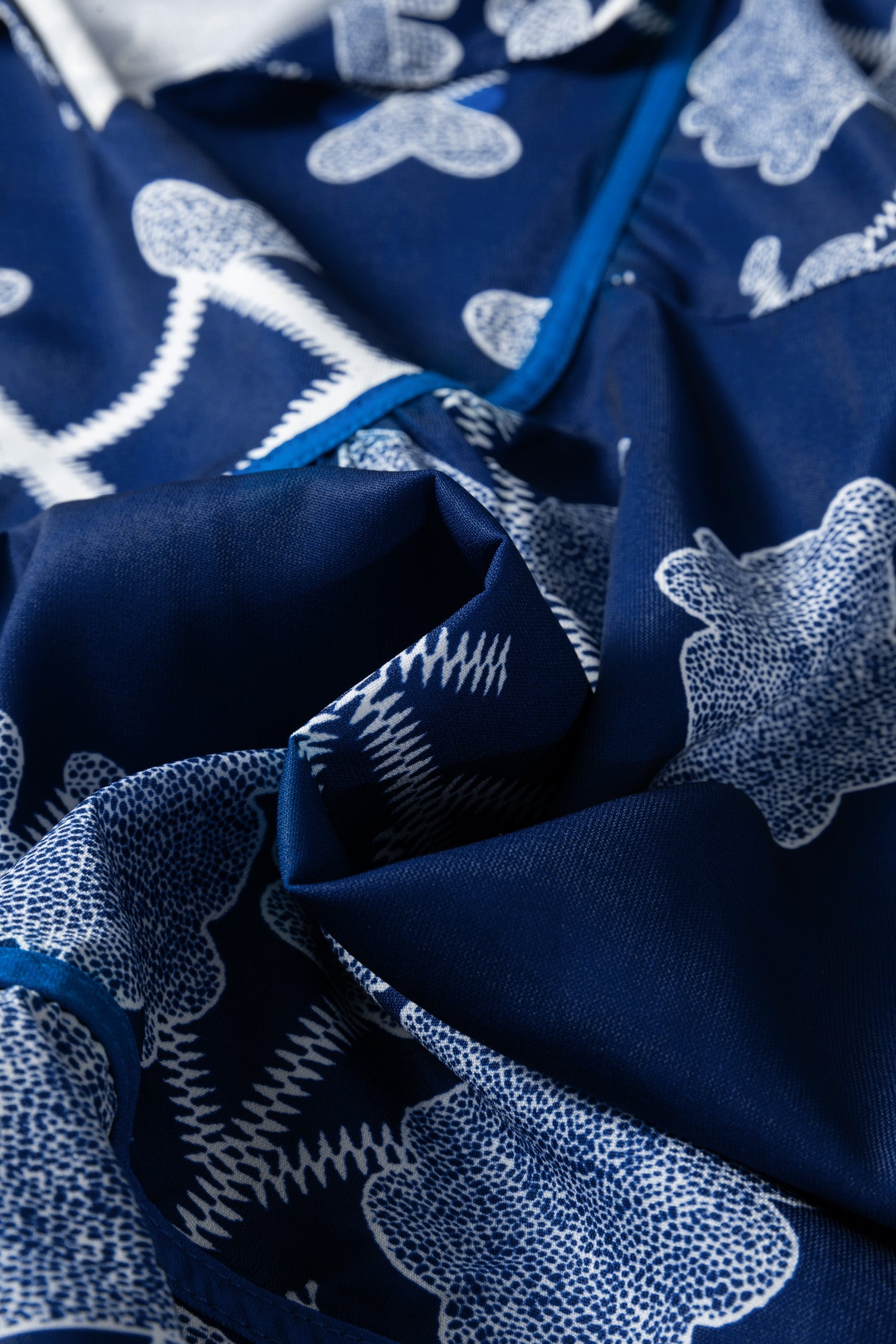 Blue Plus Size Floral Printed Notched Neck Long Sleeve Blouse