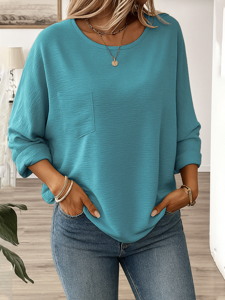 Round Neck Regular Solid Color Multi-color Women's Top T-shirt