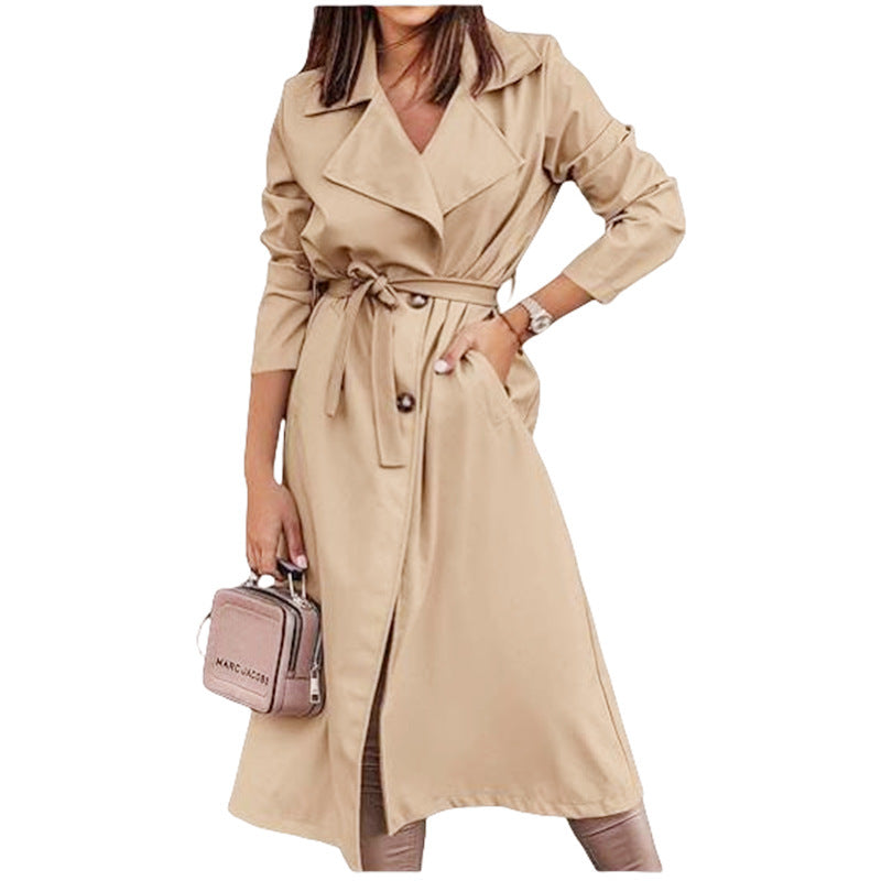 Women's Coat Plus Size Trench Coat Tie-front Top