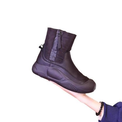 Botas de nieve de felpa de invierno con cremallera lateral zapatos cortos impermeables antideslizantes de suela gruesa cálida para mujer