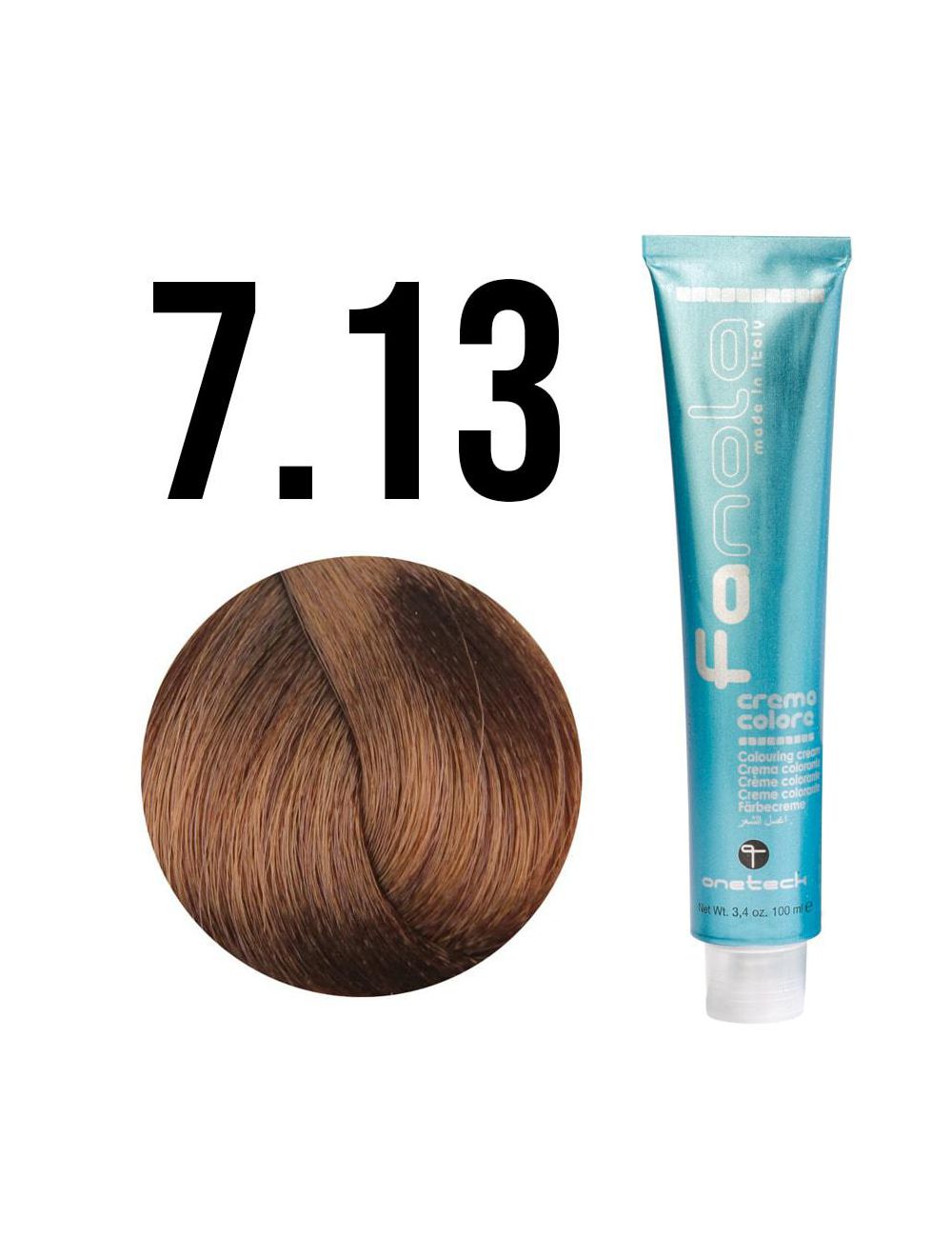 Fanola, Crema Colore, Permanent Hair Dye, 7.13 Blonde Beige, 100 ml