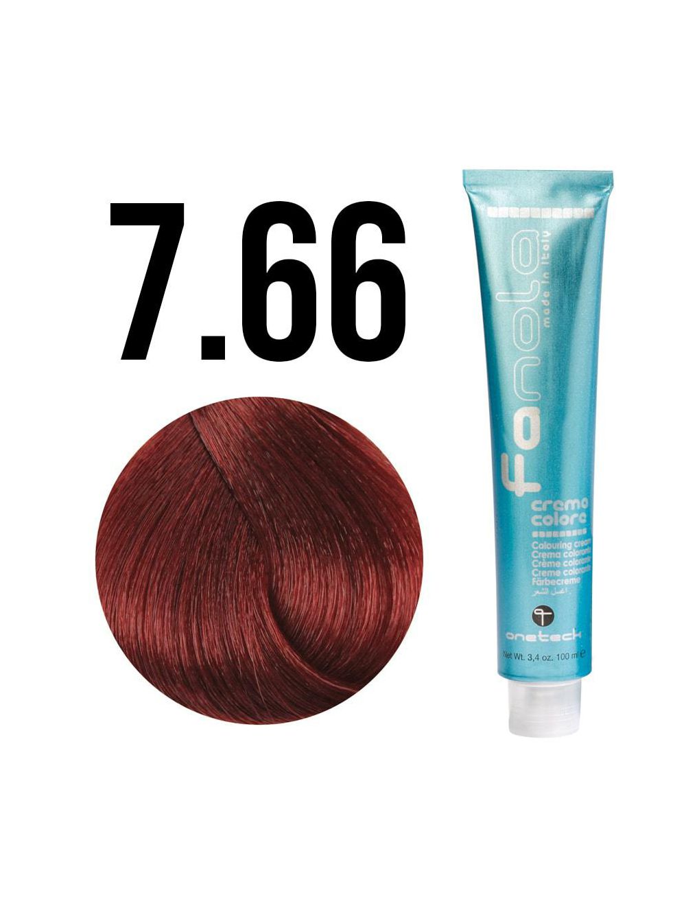Fanola, Crema Colore, Permanent Hair Dye, 7.66 Blonde Intense Red, 100 ml