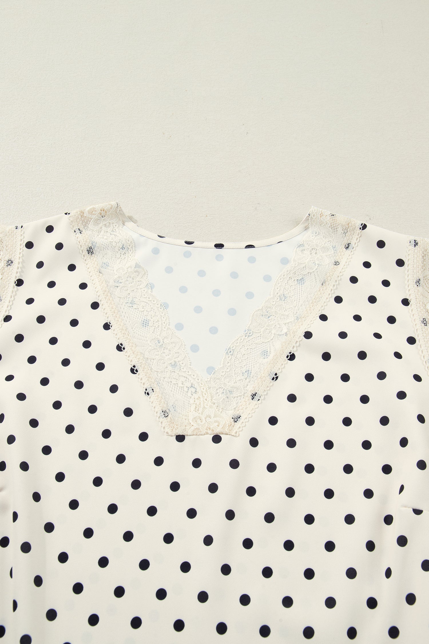 Apricot Plus Size Polka Dot Print Lace Trim V Neck Sleeveless Top