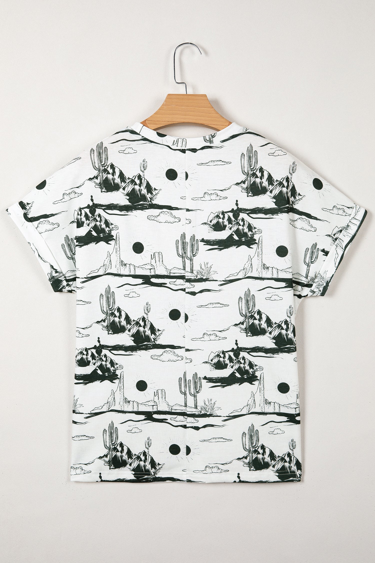 White Desert Sand Print Short Sleeve Knit Top