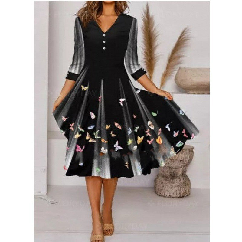 Single Printed Black Quick Drying Skirt