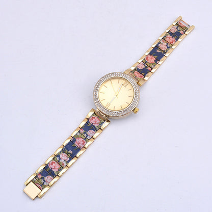 Reloj de acero con estampado de moda para mujer