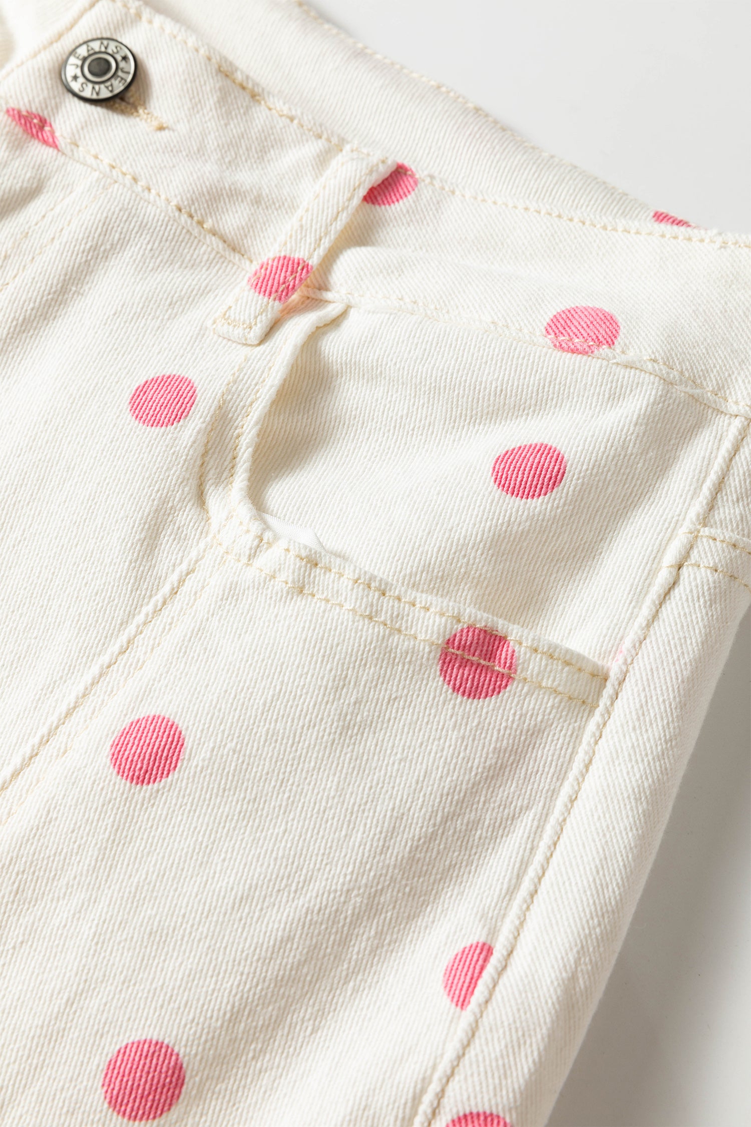 Blue Tailored Seam Polka Dot Print Barrel Casual Jeans