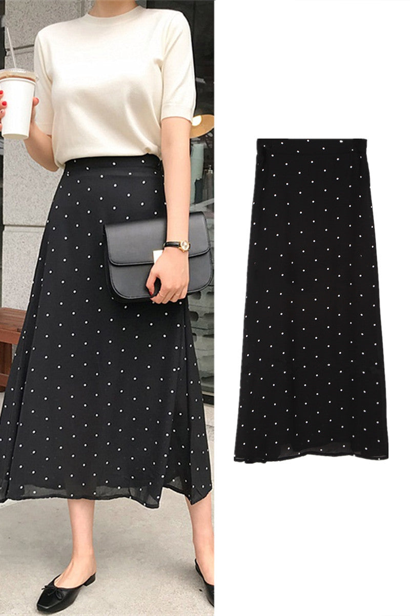 Hong Kong Style Student Temperament Bag Hip Midi Skirt