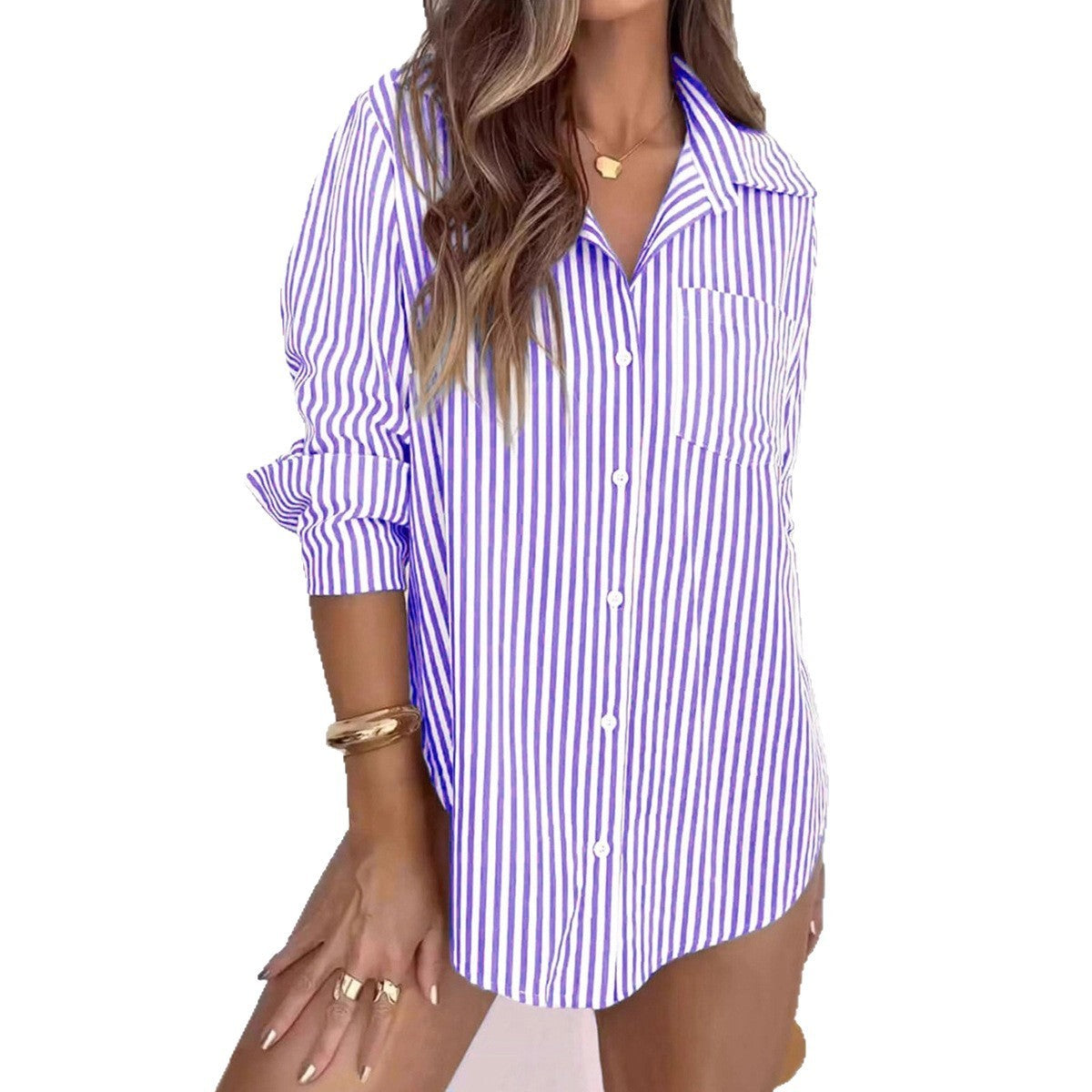 European And American Autumn New Striped Shirt