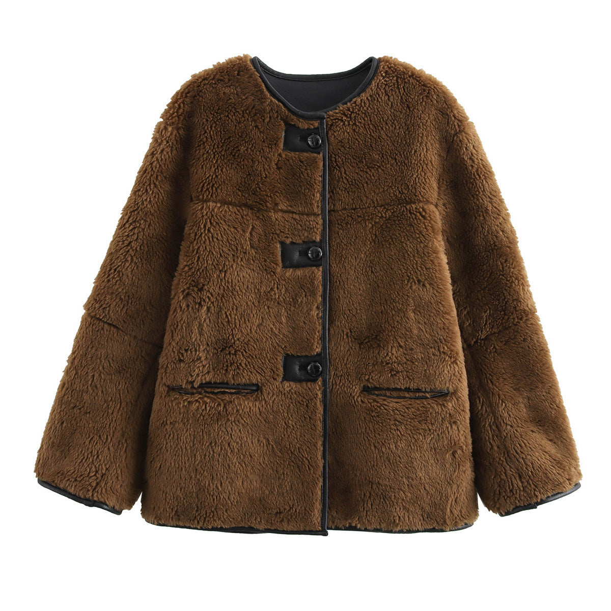 Women's Three-color Fur Plush Coat