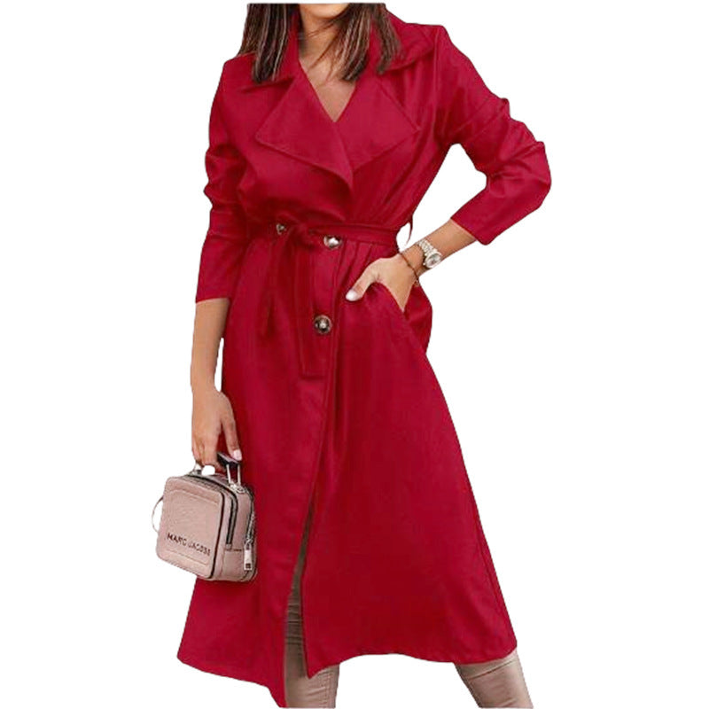 Women's Coat Plus Size Trench Coat Tie-front Top