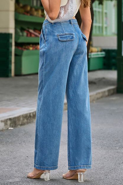 Jeans a gamba larga casual con tasca slouchy blu scuro