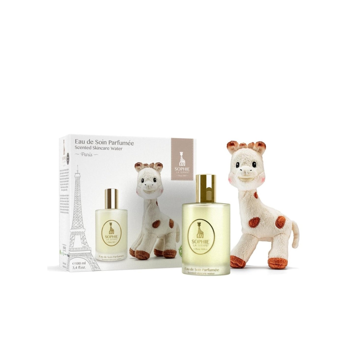 Gift Box Set Sophie la Girafe: Paris, Eau De Parfum, For Girls, 100 ml + Sophie La Girafe, Giraffe, Collectible Plush Toy, 0+ months