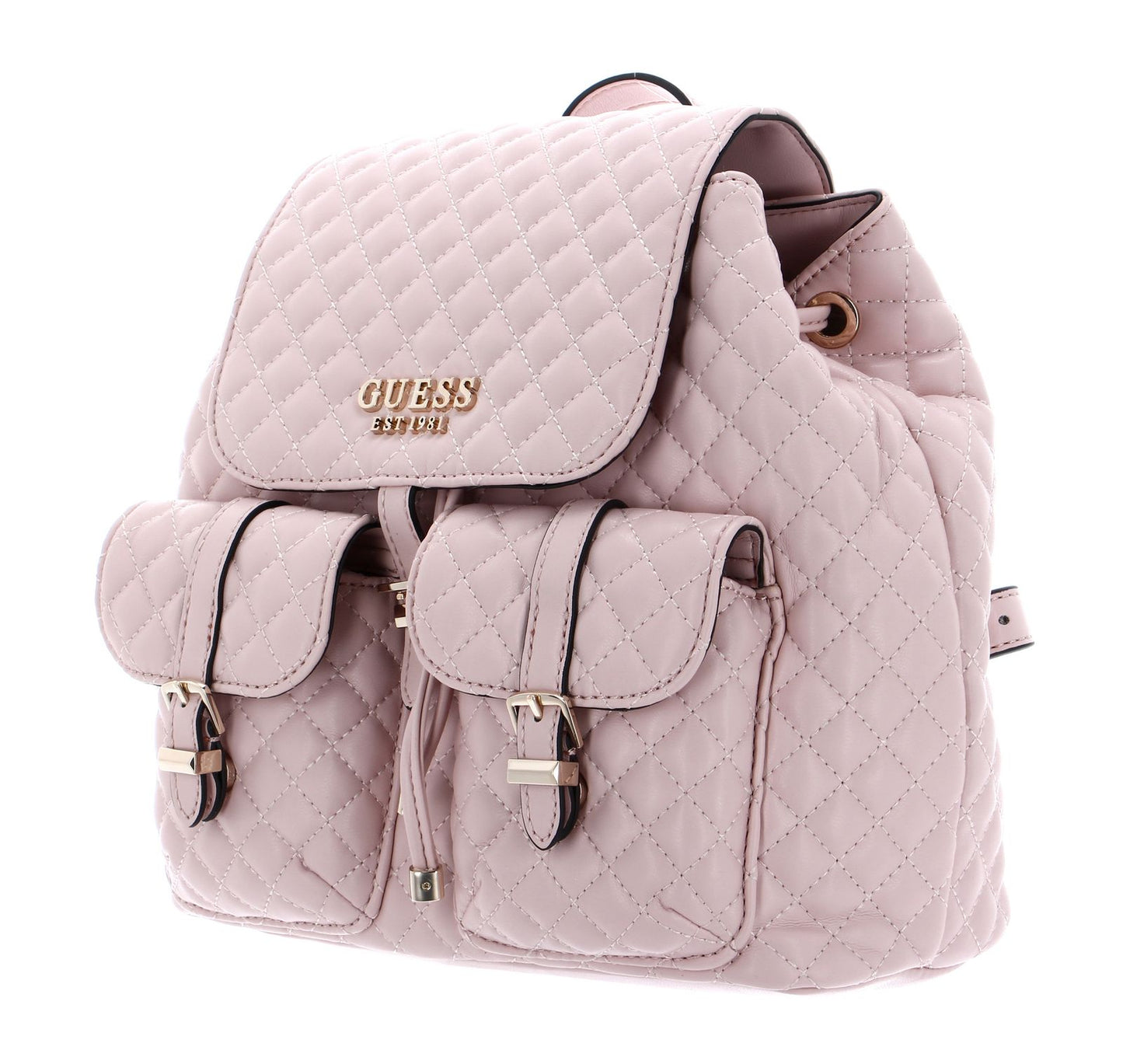 Guess, Adam Flap, Polyurethane, Textile Backpack, Pale Rose, For Women