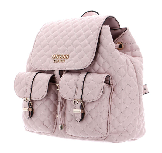 Guess, Adam Flap, Polyurethane, Textile Backpack, Pale Rose, For Women