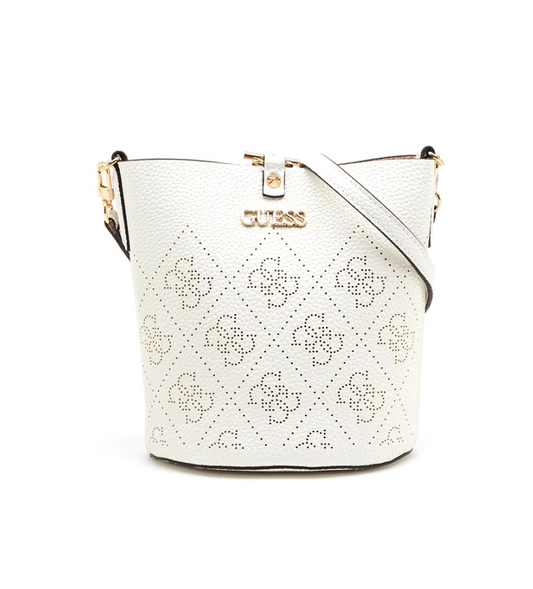Guess, Amara, Polyester, Textile Handbag, 4g Logo Bucket, White, HWSG8493010, 21 x 21 x 11 cm