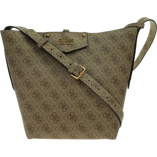 Guess, Brenton, Polyurethane, Textile Bag, Olive, HWESB839001LTL, For Women, 36 x 27 x 13 cm