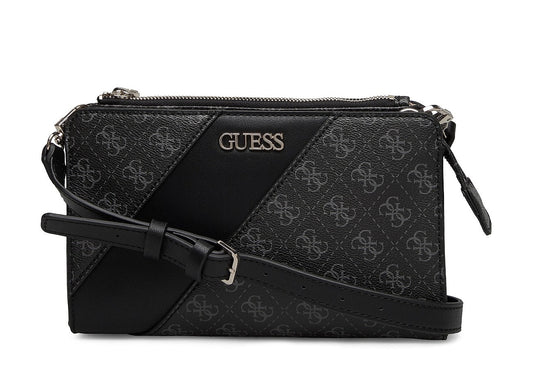 Guess, Camy, Double Zip, Textile Crossbody Bag, Black, For Women
