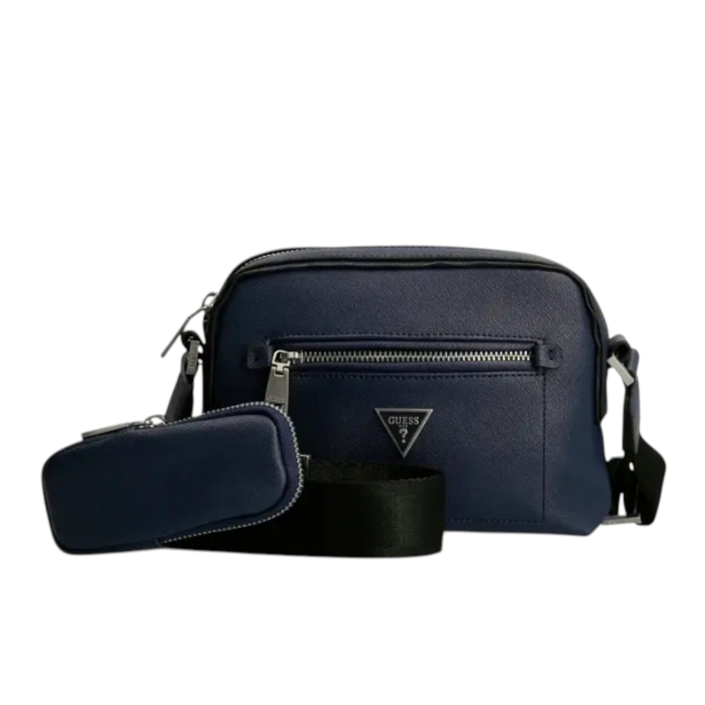 Guess, Certosa, Synthetic Leather, Textile Crossbody Bag, Blue, HMCERTP2228, 19.5 x 22.5 x 132 cm, For Women