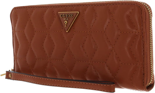 Guess, Elenia, Textile Wallet, SLG Large Zip, Cognac, For Women
