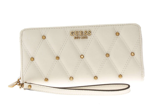 Guess, Guess, Textile Wallet, SLG Large Zip, SWQS8553460, Ivory, For Women