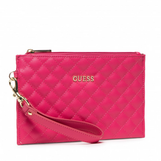Guess, Holdall, Eco Leather, Textile Handbag, Quilted Effect And Cuff, Fucshia, 23 x 15 x 1.5 cm