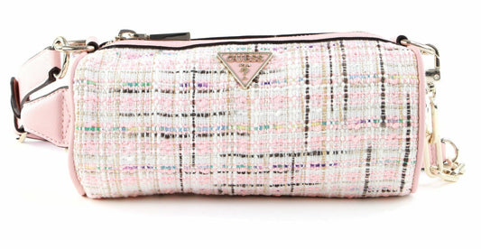 Guess, Manhattan, Polyester, Shoulder Bag, Textile Crossbody Bag, Pink Tweed, For Women