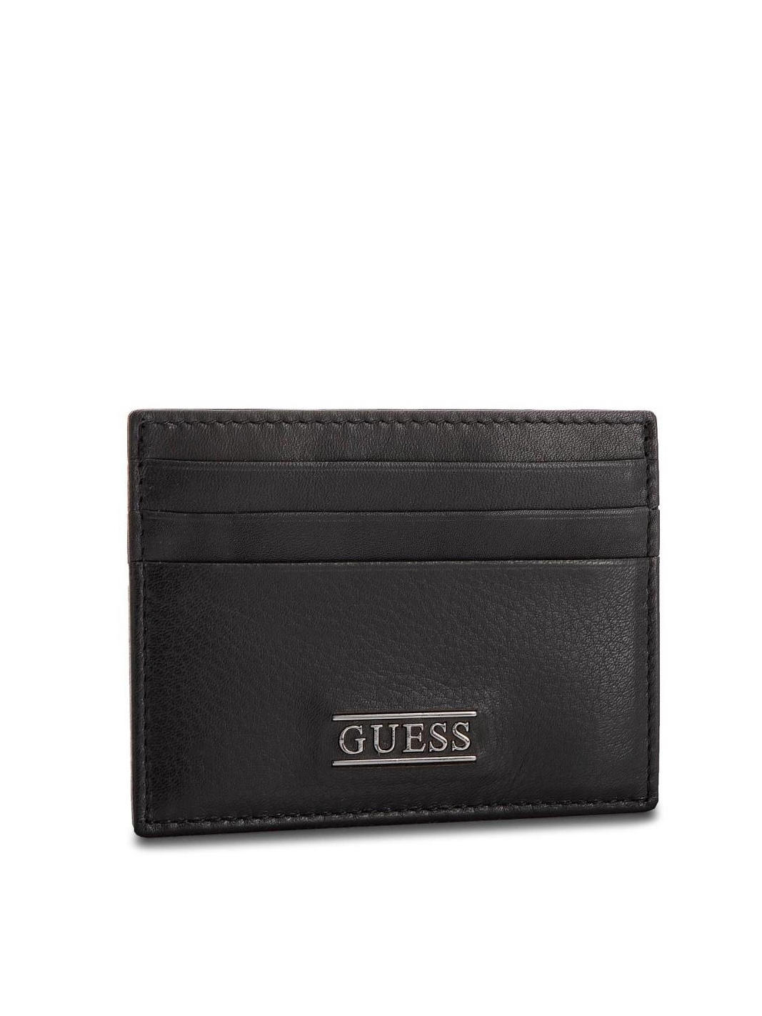 Guess, New Boston, Leather Card Holder, Black, For Men