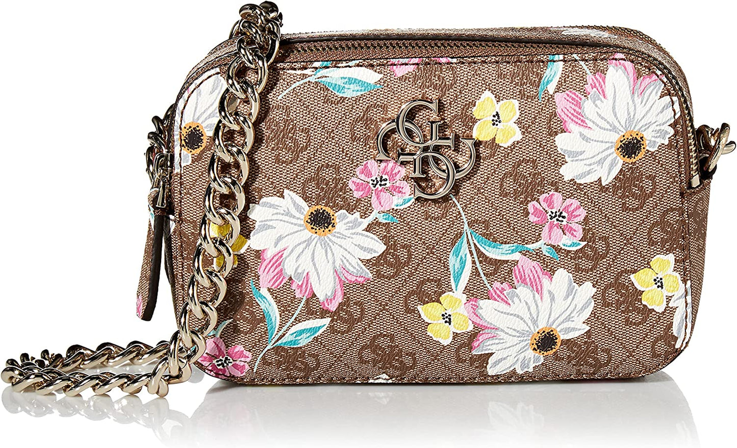 Guess, Noelle, Double Zip Compartments, Textile Crossbody Bag, Floral, 20.32 x 7.62 x 13.97 cm, For Women