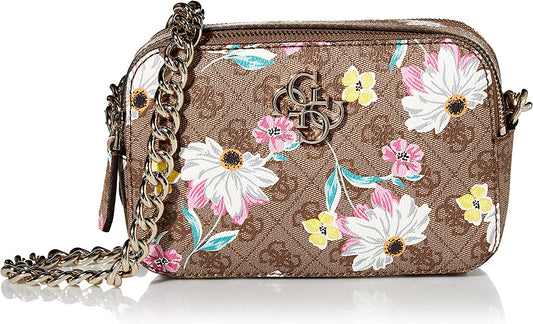 Guess, Noelle, Double Zip Compartments, Textile Crossbody Bag, Floral, 20.32 x 7.62 x 13.97 cm, For Women