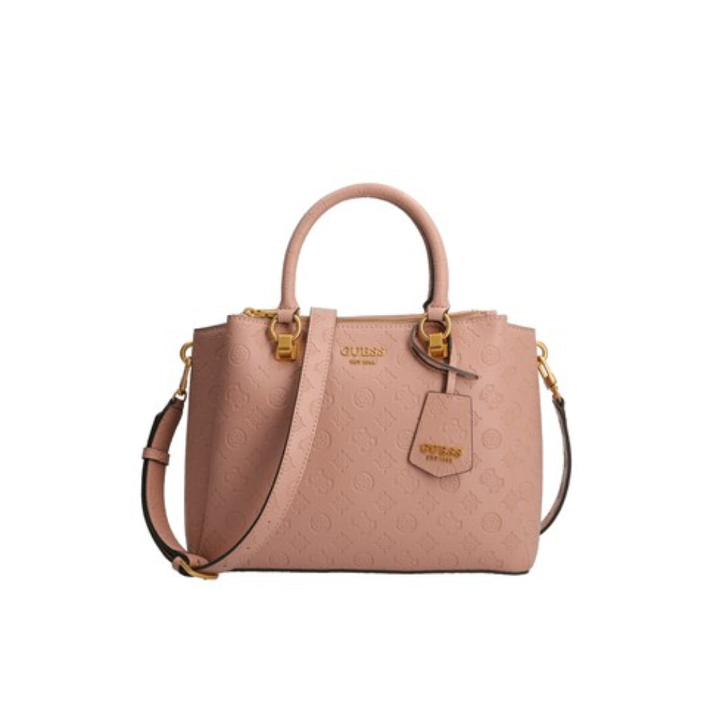 Guess, Satchel , Polyurethane, Textile Bag, Biscuit, HWPA84, For Women