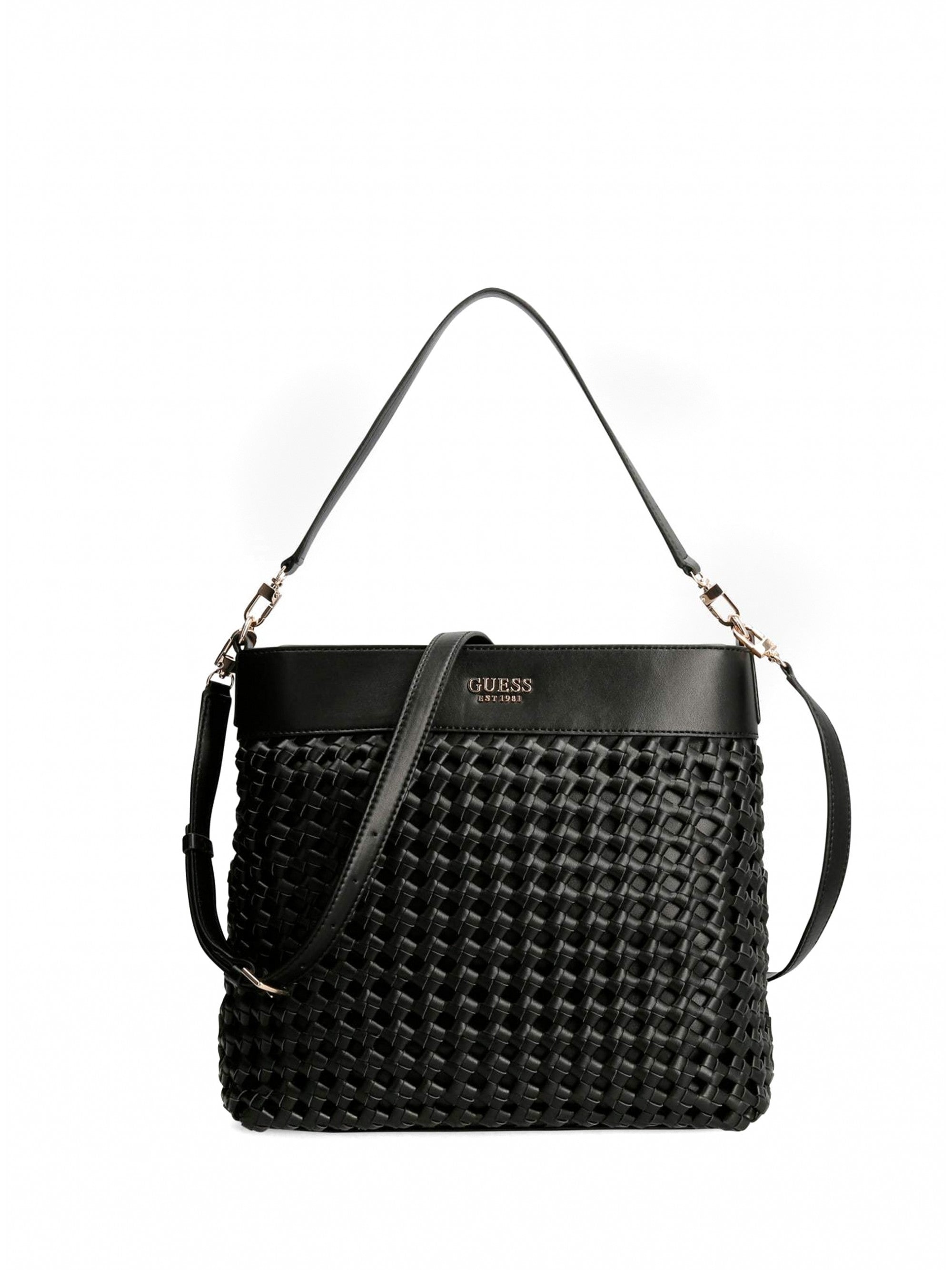 Guess, Sicilia, Artificial Fiber, Textile Bag, Black, HWWG8490020BLA, For Women, 29 x 9 x 24